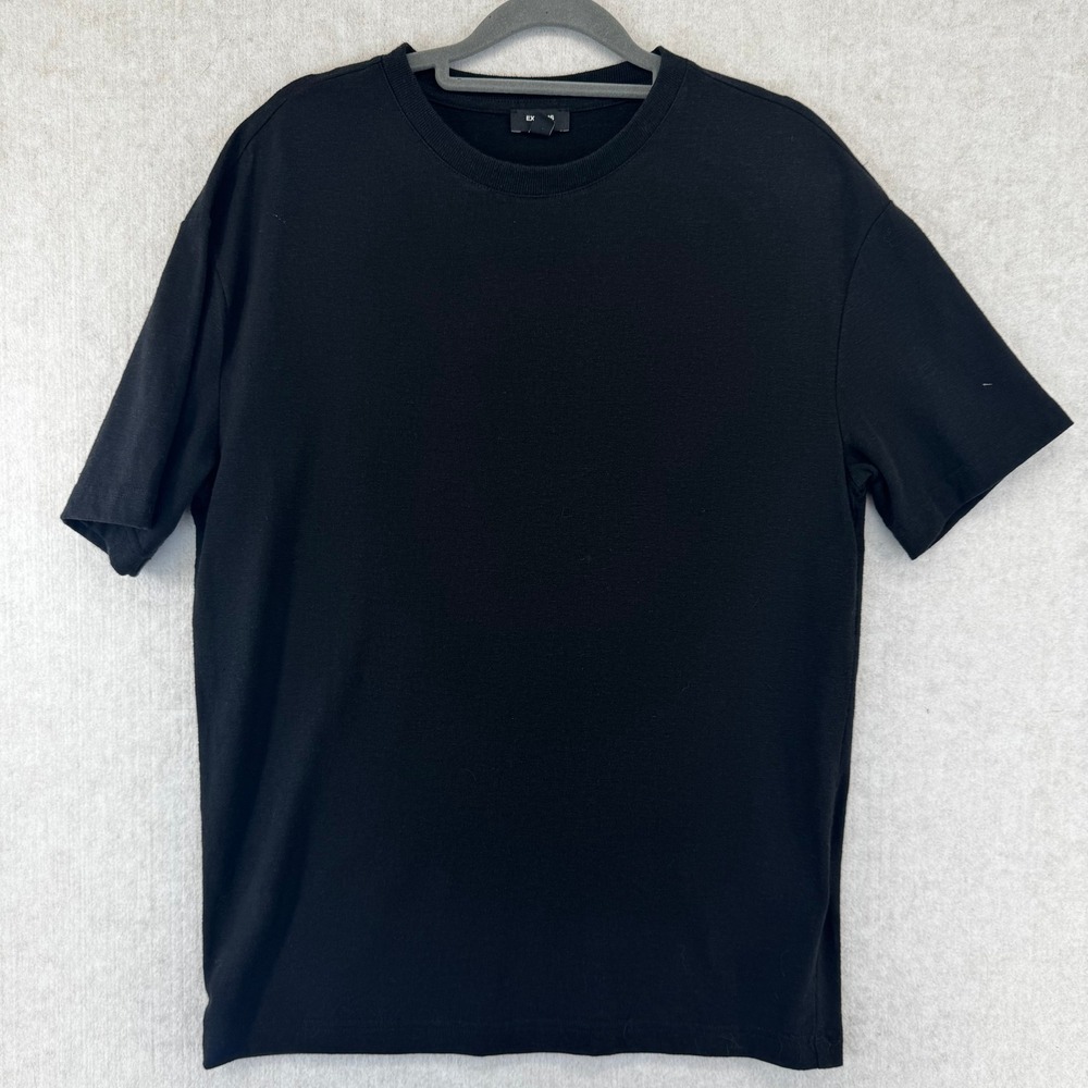 Express Relaxed Mens Small Black Linen Blend Short Sleeve Crewneck T-Shirt